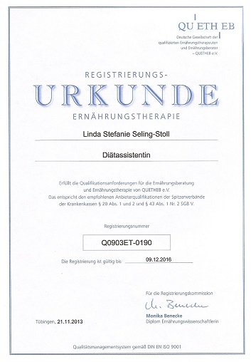 Quetheb Zertifikat